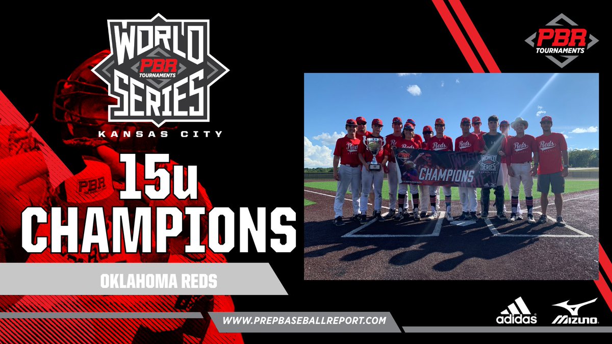 PBTourney's tweet photo. CHAMPS🏆

Congrats to the Oklahoma Reds on winning the 15u PBRT World Series title @CreeksideBase

@PbrUrban @PBR_Oklahoma https://t.co/DWw5jL5nM1