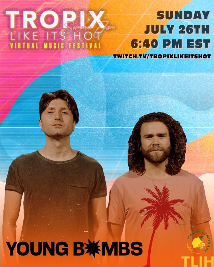 OUR DAY 3 HEADLINER <a href="/youngbombs/">YOUNG BOMBS</a> UP NEXT twitch.tv/tropixlikeitsh…