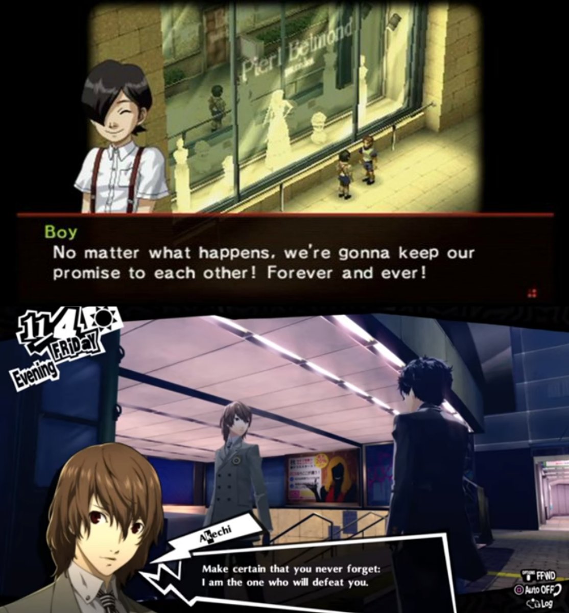 yeah guys this is such a coincidence am i right /s anyway i know its not REALLY concrete evidence but im adding this as a little "AHA!" kind of thing bc why not. shuake nation.(technical spoilers for november persona 5)