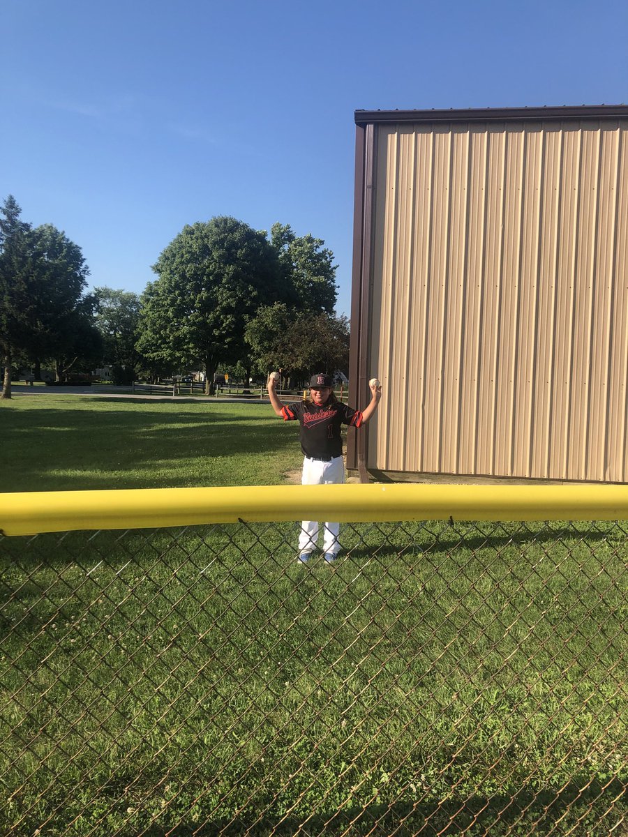HBC12O's tweet photo. Owen with 2 legit HR today including one off the roof of the monster tin shed out in CF!! ⁦@Harrisonbsball⁩ ⁦⁦@HarrisonBaseba1⁩ #GoRaiders https://t.co/RsRRQisOWH