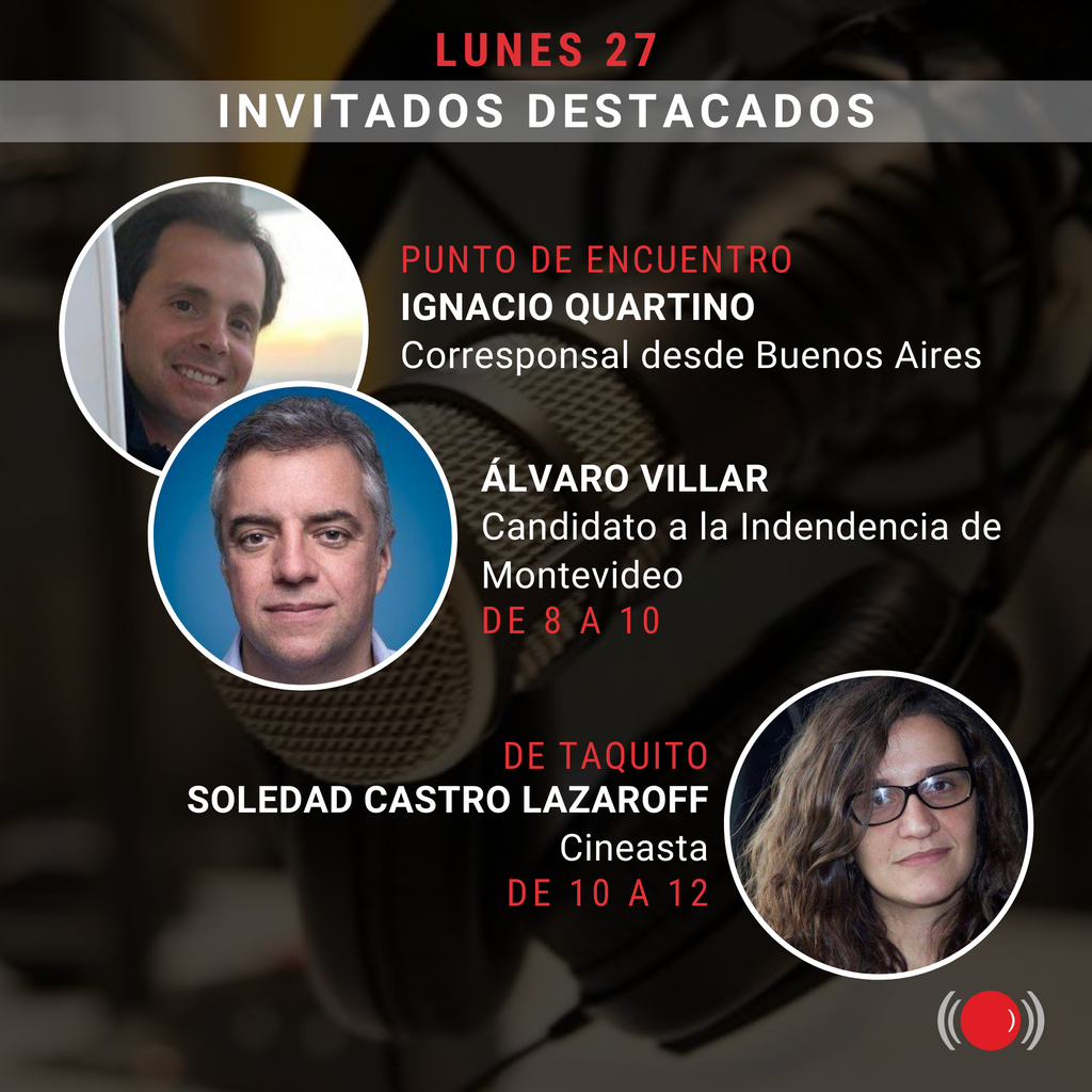 universal970's tweet photo. ➡️ @alvillar, y @NachoQuartino, corresponsal en Buenos Aires, en @encuentro970 
➡️ La cineasta @solesolela en @DeTaquito970 
➡️ Debate sobre eutanasia con @FelipeSchipani y @AlvaroDastugue en @970noticias 
➡️ Tabaré Rivero en @jaranaweb 
➡️ @PabloMagno2 en @despegados6 https://t.co/Lrr9ov7saI
