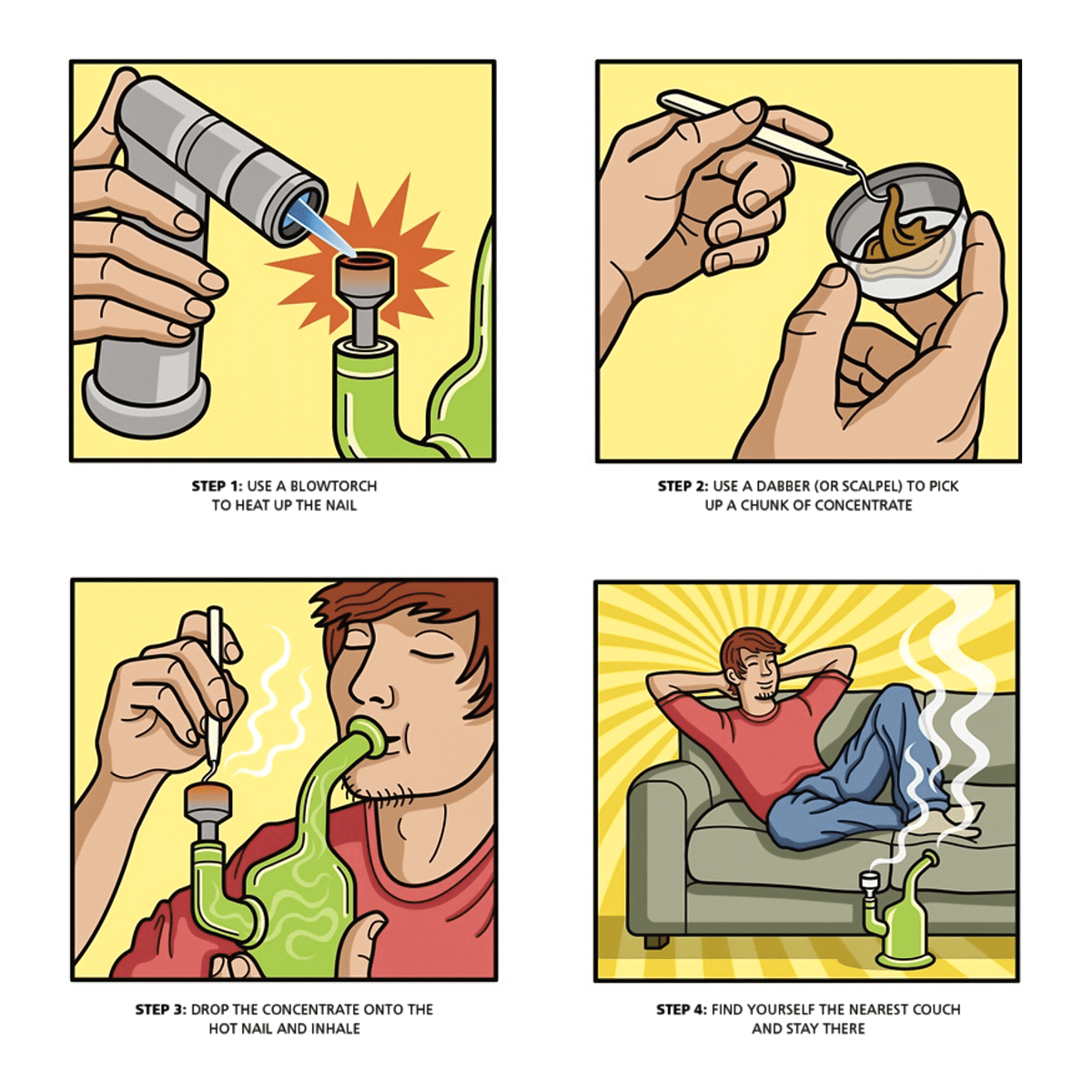 kanamedofficial's tweet photo. If you're new to the process of #dabbing, this little instructional comic sums it up nicely! Make sure to get top-quality #concentrate, and don't forget to find that perfect spot to enjoy the #dab 🙌 💛
⁠
If you love #cannabis, you'll love our content, too! Give us a follow! 😉 https://t.co/7MJkyXXjzS
