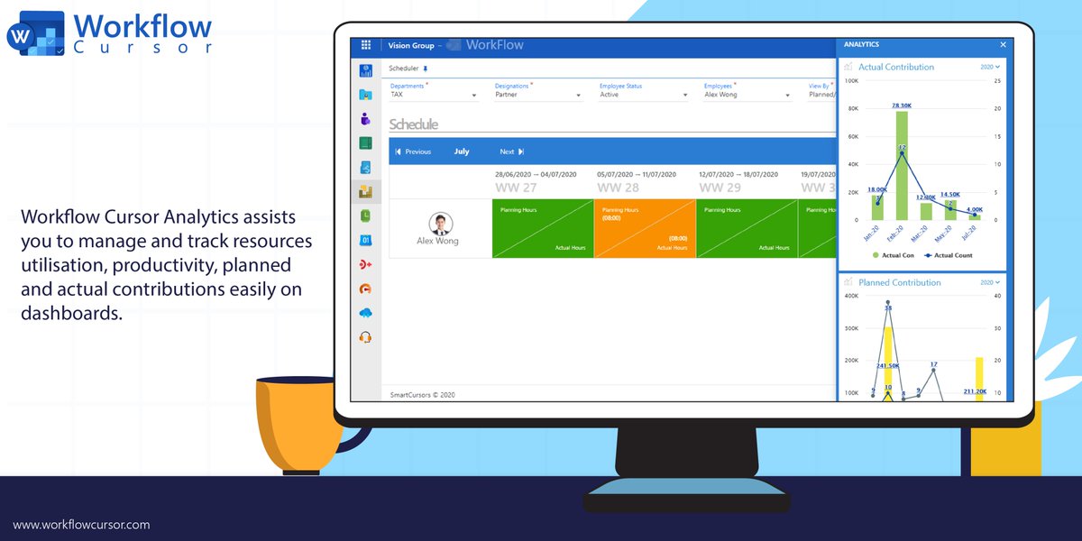 SmartPracticeio's tweet photo. Workflow Cursor Analytics assists you to manage and track resources utilisation, productivity, planned and actual contributions easily on dashboards.

https://t.co/ASGjENkF8q

#WorkflowCursor #SmartCursors  #Singapore  #Workflow #Productivity #Analytics #RealTimeDataAnalysis https://t.co/OeZVh6KaU4