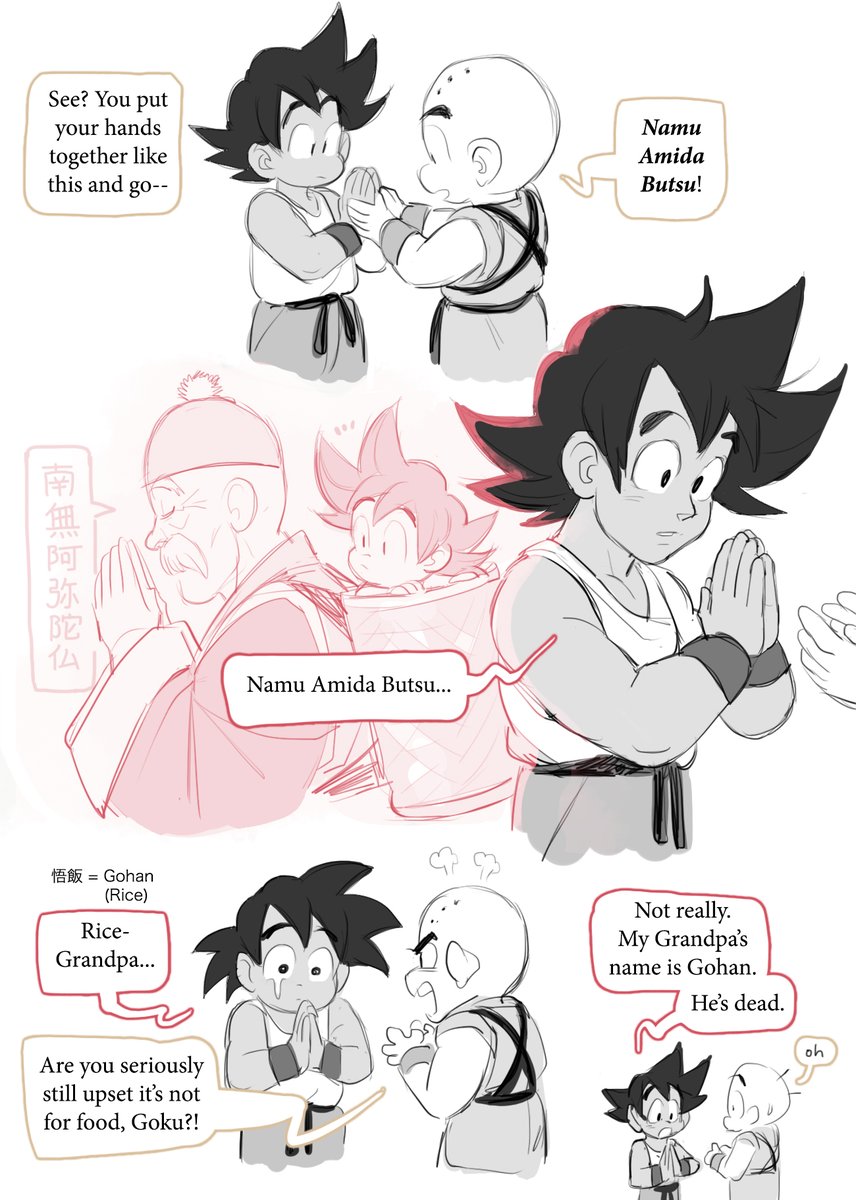a_karaii's tweet photo. [db] Krillin was a Buddhist monk for eight years, so it stands to reason he kept some of its habits :D https://t.co/bEFeQi8bN2