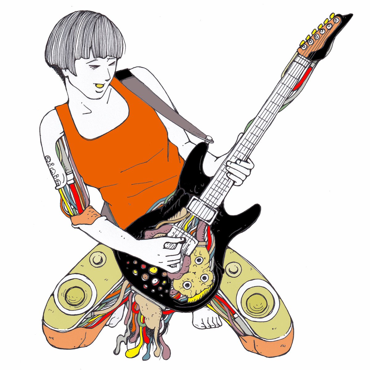 宮﨑 愛 V Twitter Guitar ギター イラスト Illustration 宮﨑愛の楽器ステッカー 宮﨑愛 宮崎愛