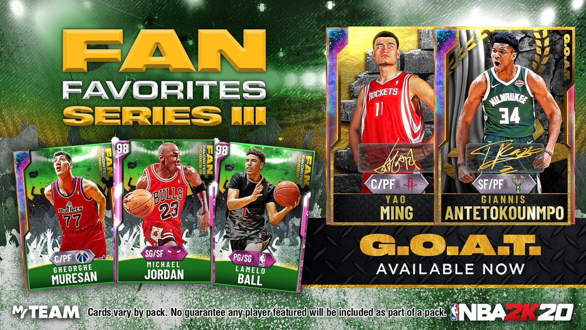 2k Japan Pa Twitter ファンのお気に入りパック Ii G O A T のヤオ ミンや ヤニス アデトクンボなど 豪華カードが揃って登場 お気に入りの選手をgetしよう ギャラクシーオパール ゲオルゲ ムレシャン ニック ヤング キャメロン レディッシュ