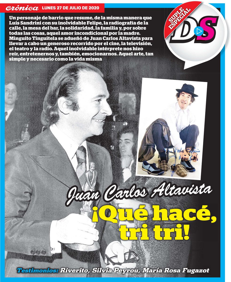 Cronica_ok's tweet photo. Hoy no te pierdas el suple de @diarioshow sobre #JuanCarlosAltavista, el querido #Minguito #QueHacesTriTri https://t.co/1RhnRxBDlp