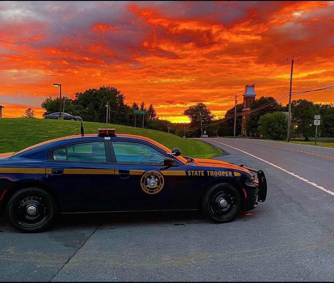 nyspolice's tweet photo. Sun is setting on another weekend. 
We hope it was a good one. 
📷: SP Brunswick https://t.co/C0DaLjPzjz