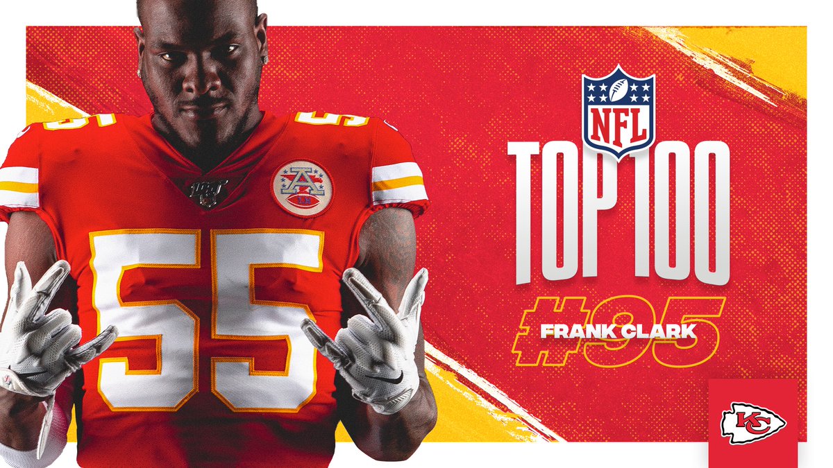 .<a href="/TheRealFrankC_/">Frank Clark</a> checks in at 95 on the NFL Top 100 list 🦈
