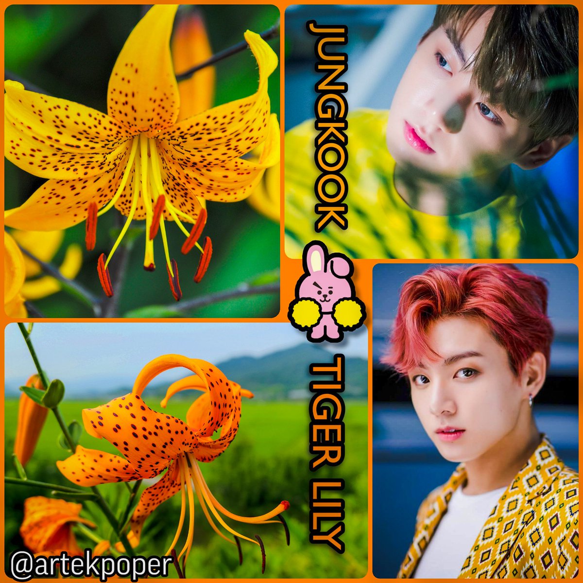 artekpoper's tweet photo. 💜🧡 #JUNGKOOK #bts #bt21 #btsrun #vlive #birthflower @BTS_twt https://t.co/Ak3W3Y8NoG