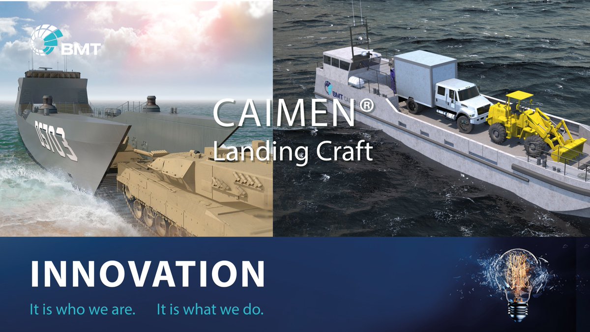BMT_Global's tweet photo. BMT's CAIMEN® Landing Craft providing stability at sea with its #innovative tri-bow monuhull form. 
#BMTInnovations #BMTCAIMEN #AFR2020
https://t.co/H4FamvfbpJ https://t.co/4j8kAETmN4
