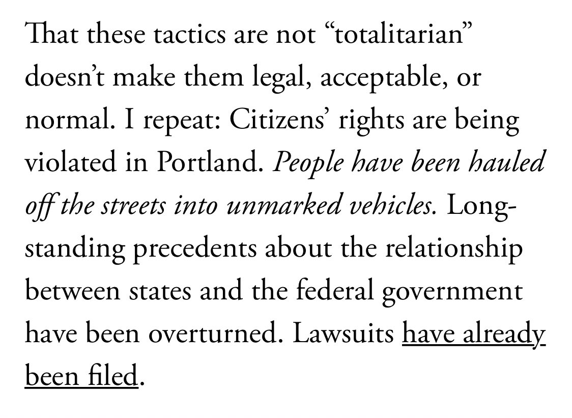 “The attack on demonstrators in Portland is like that: a performance designed to show just how much Trump dislikes “liberal” Americans, “urban” Americans, “Democrat” Americans.” -  @anneapplebaum  #GoonGestapo  #AmericanSociopath  #Pathocracy  #Fascism  https://www.theatlantic.com/ideas/archive/2020/07/trump-putting-show-portland/614521/