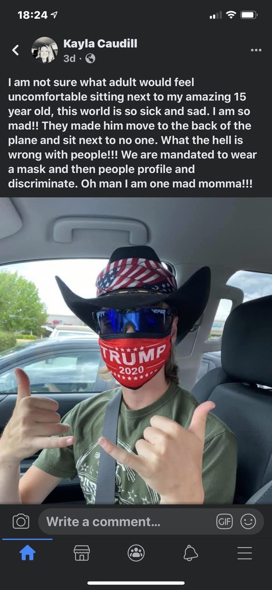 brookeconrady's tweet photo. @realDonaldTrump @foxnewstalk This is a friend of mine. Despite your polical party, this is wrong. A 15 year old... shame on you American Airlines. https://t.co/o5bWxN3oEg