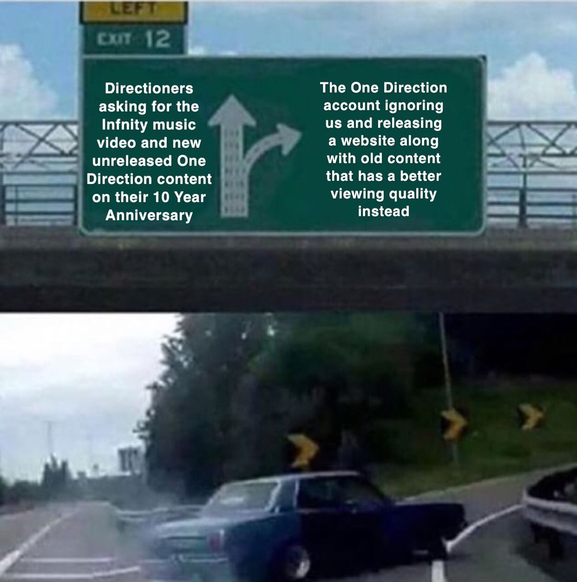 Kim_Ortiz__'s tweet photo. I think this is an accurate representation of what’s been happening since July 27th for the One Direction fandom don’t you think? 🤔#10YearsOfOneDirection #10YearsOf1D #FreeInfinity #ReleaseTheInfinityMusicVideo https://t.co/jeggHLRzOT