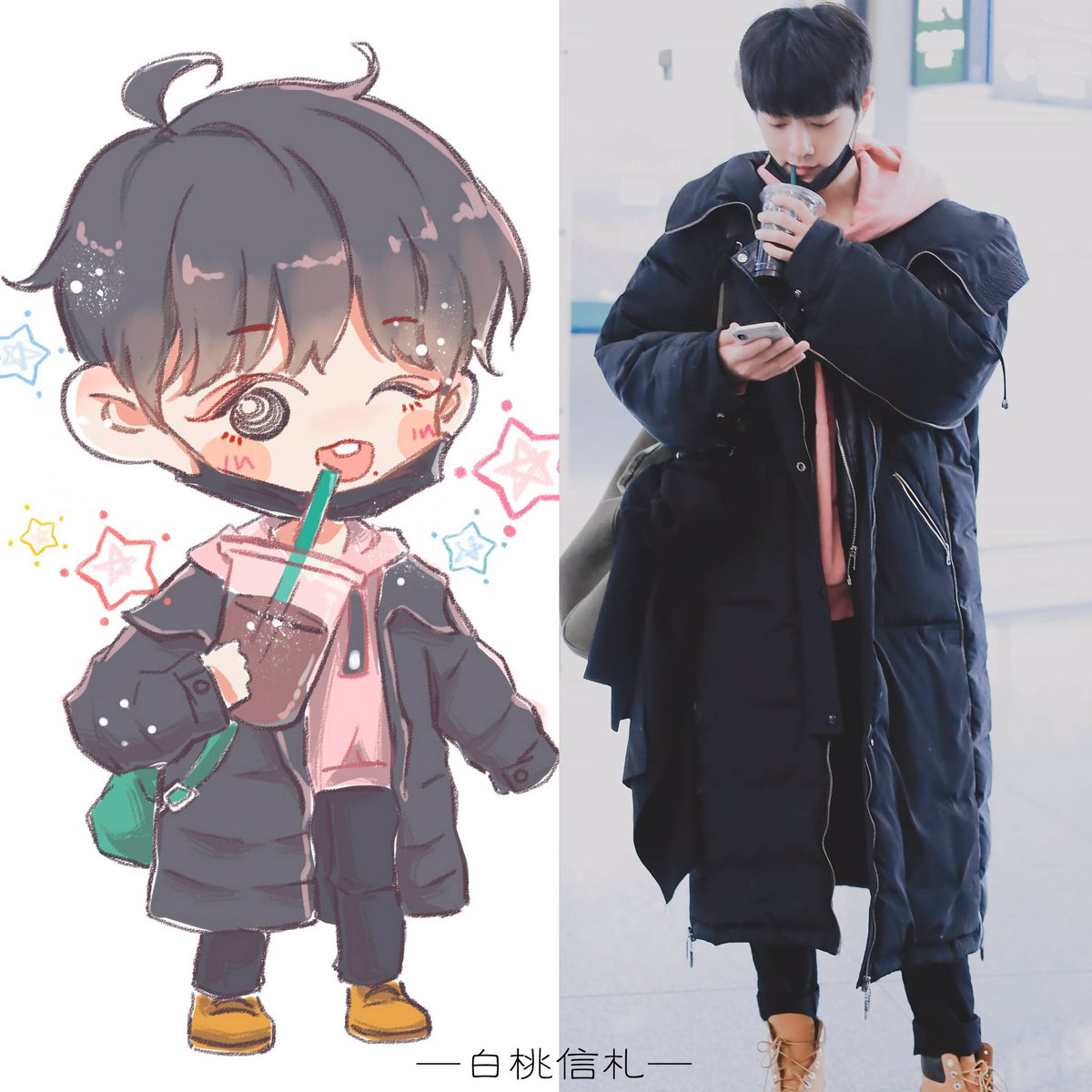 ファンの絵&空港写真🐰🥰 すごく似てるじゃん！ カワイイ(๑╹ω╹๑ ) CR