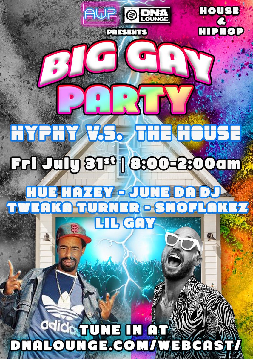 BigGayParty's tweet image. Catch us streaming from DNA lounge on their very own webcast this friday!! grab some drinks and pizza to go and watch us from anywhere !!!! #biggayparty #hyphy #housemusic #club #dance #gay #lesbian #lgbtqpride #rave