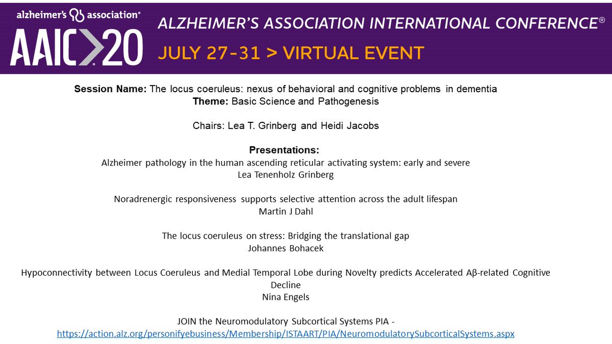 Lea T. Grinberg, M.D, Ph.D (@grinberg_t) on Twitter photo Heading to #AAIC2020 tomorrow? Don't miss the live chat on #locuscoeruleus from 11 - 11.25am CDT). Zoom link in CHATROOM A. @DrHeidiJacobs <a href="/NinaEngels/">Nina Engels (Domínguez)</a> <a href="/BohacekLab/">Johannes Bohacek</a> <a href="/mj_dahl/">Martin J. Dahl</a> <a href="/NssPia/">PIA</a> <a href="/ISTAART/">ISTAART</a> <a href="/alzforum/">Alzforum</a> <a href="/UCSFmac/">UCSF MAC</a> @LCneuroscience <a href="/ajehrenberg/">Alexander Ehrenberg</a> <a href="/josephoh0517/">Joseph (Jun) Oh</a> <a href="/gerolab1/">gerolab</a> <a href="/UCSFPrecision/">UCSF Precision Medicine</a> Heading to #AAIC2020 tomorrow? Don't miss the live chat on #locuscoeruleus from 11 - 11.25am CDT). Zoom link in CHATROOM A. @DrHeidiJacobs <a href="/NinaEngels/">Nina Engels (Domínguez)</a> <a href="/BohacekLab/">Johannes Bohacek</a> <a href="/mj_dahl/">Martin J. Dahl</a> <a href="/NssPia/">PIA</a> <a href="/ISTAART/">ISTAART</a> <a href="/alzforum/">Alzforum</a> <a href="/UCSFmac/">UCSF MAC</a> @LCneuroscience <a href="/ajehrenberg/">Alexander Ehrenberg</a> <a href="/josephoh0517/">Joseph (Jun) Oh</a> <a href="/gerolab1/">gerolab</a> <a href="/UCSFPrecision/">UCSF Precision Medicine</a>