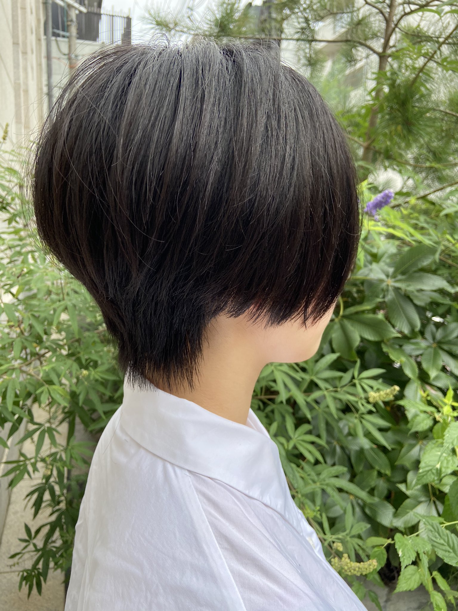 京都美容室 京都美容師 元橋啓太 前下がりショート ショートヘア 大人ボブ 大人ショート ボブ ショート 大人 ボブ 切りっぱなしボブ 前下がりボブ 前下がりショート くびれショート ハンサムショート シースルーバング 透明感カラー 同志社