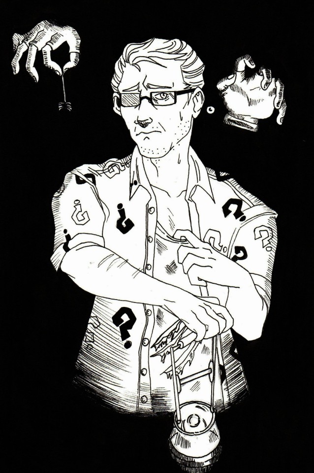 # Cute selfie with the partner in crime. @hosannasoffear  and his goddamn friggin' spiders.

Art by: finzphoenix.tumblr.com