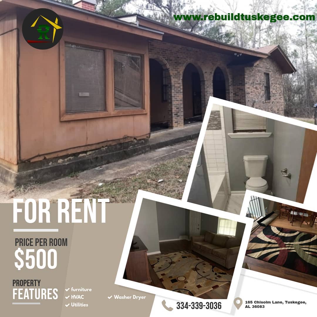 RebuildTuskegee's tweet photo. We have student housing available! This 3 bedroom/2bath house is approximately 5 minutes away from campus. Rent-A-Room w/ #RebuildTuskegee #TuskegeeUniversity #LetsRebuild https://t.co/TxZXWHFftX