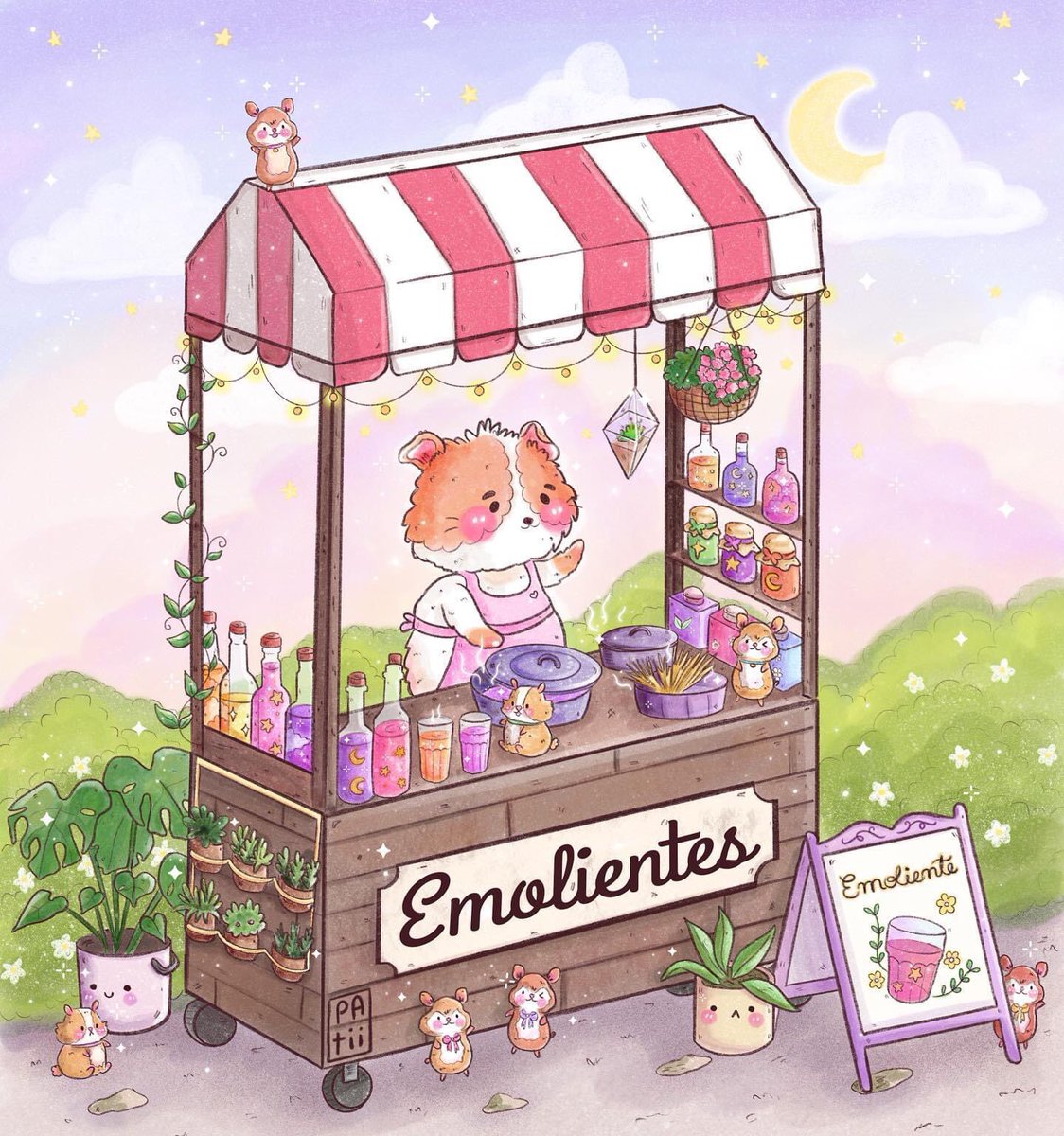 patiidream_art's tweet photo. ⋆ 𝐸𝓂𝑜𝓁𝒾𝑒𝓃𝓉𝑒 ⋆.
Hi 🥰 this illustration was inspired by a Peruvian ancient drink “Emoliente”. This “magical” ✨ tea contains a variety of plants and herbs. And it’s perfect for winter season ☺️. 
#peru  #comidaperu #emoliente #cuteart #kawaiiart #artistsontwitter https://t.co/65IHmsXbu7