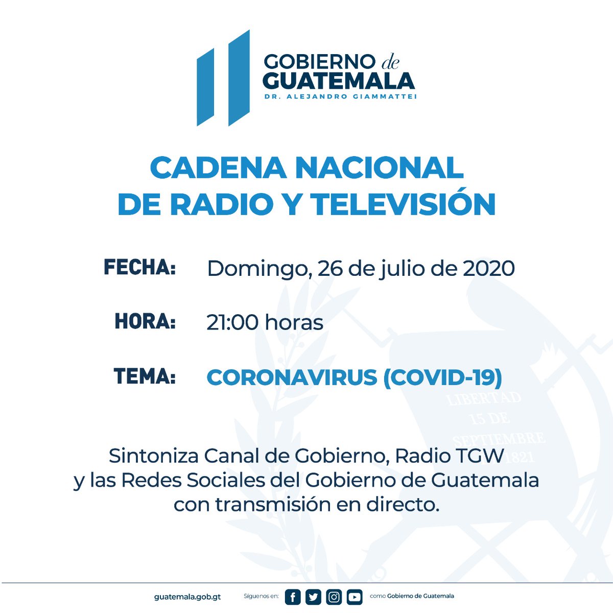 Cambio de horario para comunicar decisiones para días venideros por COVID-19.