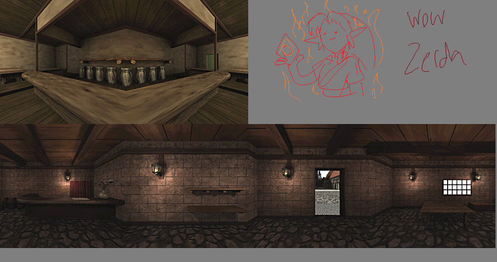 A large handful of new never before seen pre-rendered maps and skybox textures have also been found. Unseen angle Outside the Temple Of Time, TOT Garden, Shops and an even an unknown area. Possibly an early version of the TOT known as "The Hall Of Time"