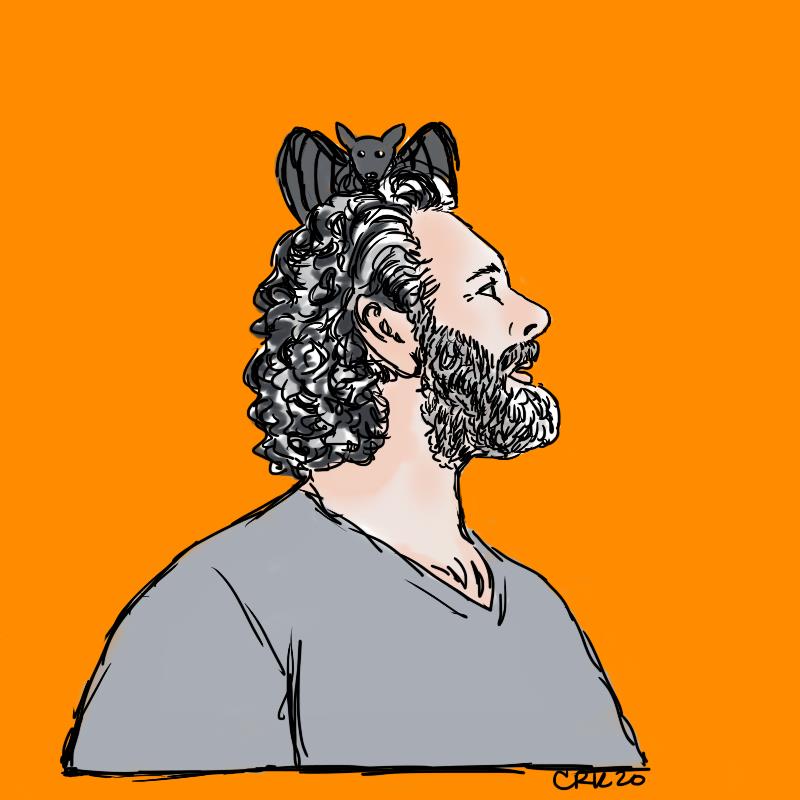 conniek's tweet photo. @MaddieMayNot @thewhitecurl I'm not practiced in Chibi so I chose Michael about to yell at the birds from #Staged2020 and put a cute bat on his head bc it seemed a little ironic. I'm sure the bat is quite comfy up there. Does seem to have bat demon GO vibes tho. Here's a no bat pop art version too. https://t.co/zHKffdzv2f