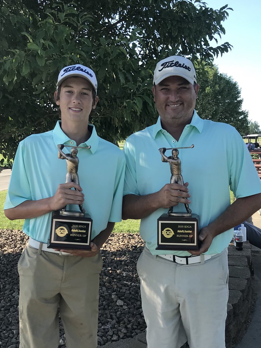jhmunson's tweet photo. Eric made a 25 footer to save par and secure second place in the State Adult Junior.  Finally got my hands on a big SDGA trophy after trying for over 20 years.  Proud Dad moment. https://t.co/plY4RC4GRb