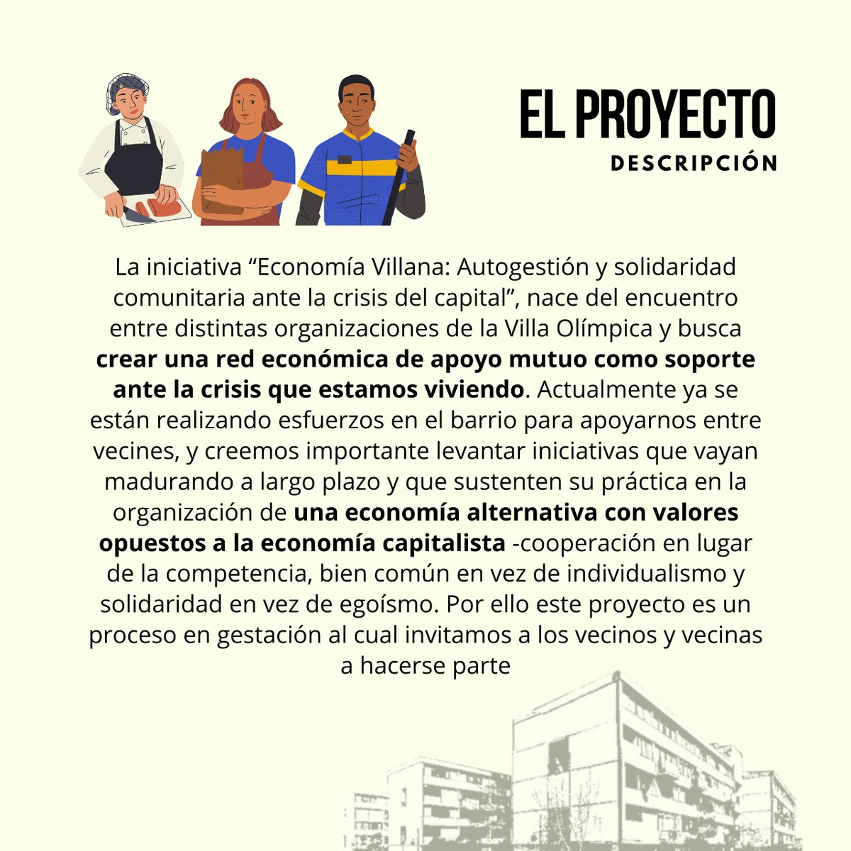 ATVillaOlimpica's tweet photo. 🤲"ECONOMÍA VILLANA: Autogestión y solidaridad comunitaria ante la crisis del capital" es una red de económica de #ApoyoMutuo impulsado por distintas organizaciones de la #VillaOlímpica #Ñuñoa 1/2 https://t.co/DyEWSd6LJ6