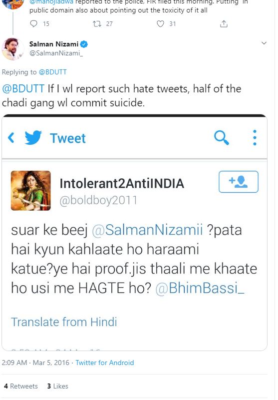 See pic with your another username, where you accepting that hate speech was for you & you wanted to report Haan :DAb to log hi decide krenge ke Pakistan Bhejna hai ya fir Jail ! SUlCIDE mt karna pleaaassseeee.. Link:  https://twitter.com/SalmanNizami_/status/705855227522523136 |  http://archive.is/jIwxC&nbsp;