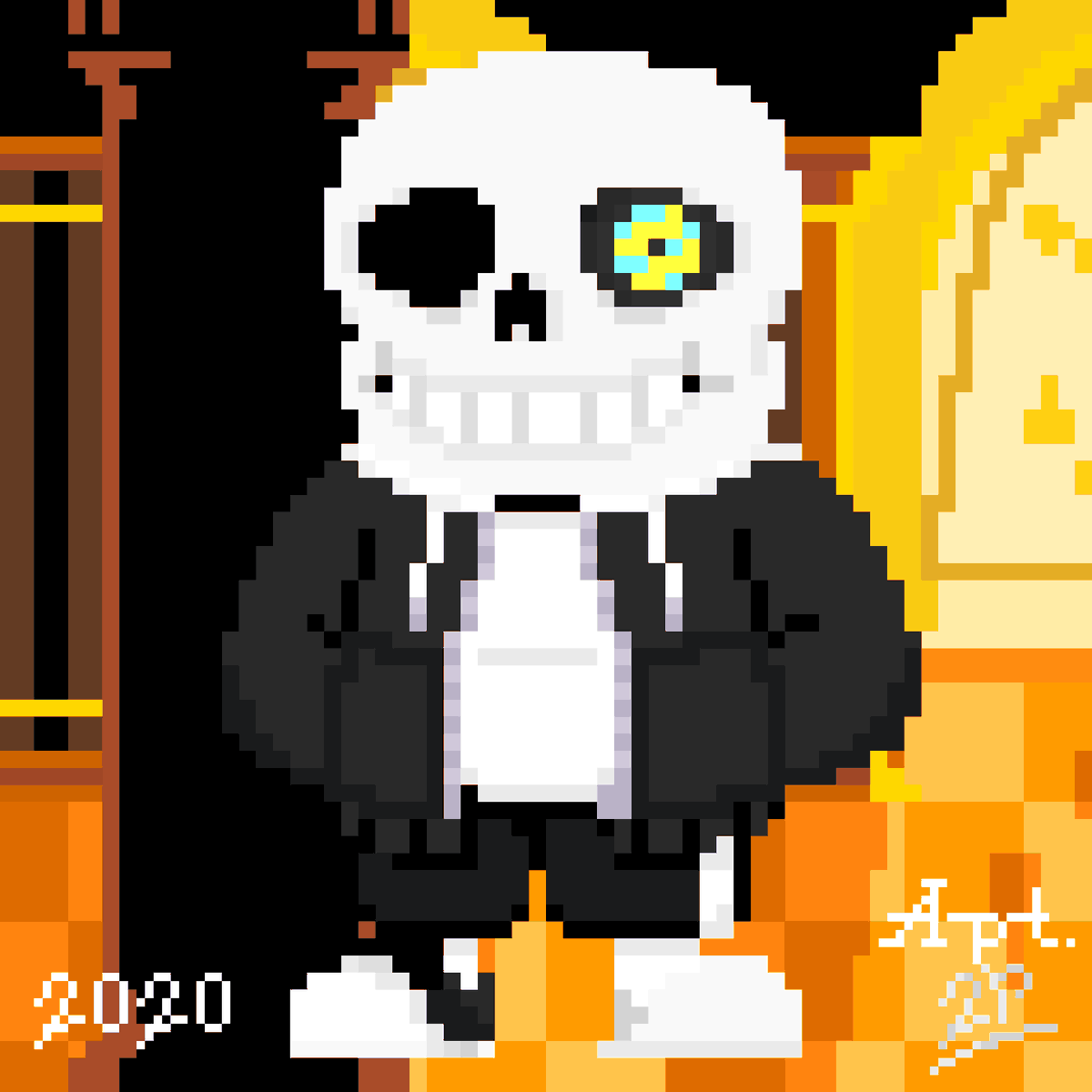 Apartment2P's tweet photo. Sans
#Apt2P #Apartment2P #PixelArt #MusicCovers #UNDERTALE #Sans #JudgementHall #deltarune https://t.co/AiYSMSy97T