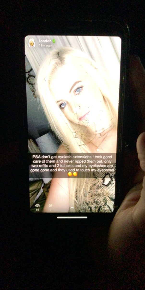 TaylorHitchcoc2's tweet photo. imagine having your own business and talking crap to a client because she was sharing her experience with having lash extensions. never once did she say anything bad about jewel or her lashes themselves. and then bringing me into it because i'm her sister. https://t.co/erKX9MAk8e