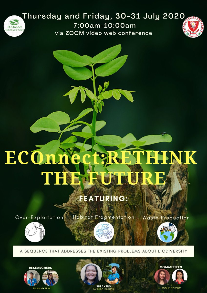 Good day to all Senior High School and incoming first year students. We are all inviting you to an #EducationalWebinar lecture entitled 'ECOnnect: Rethink the future' that will be held through Google Meet on July 30th at 8:00-9:00 am.