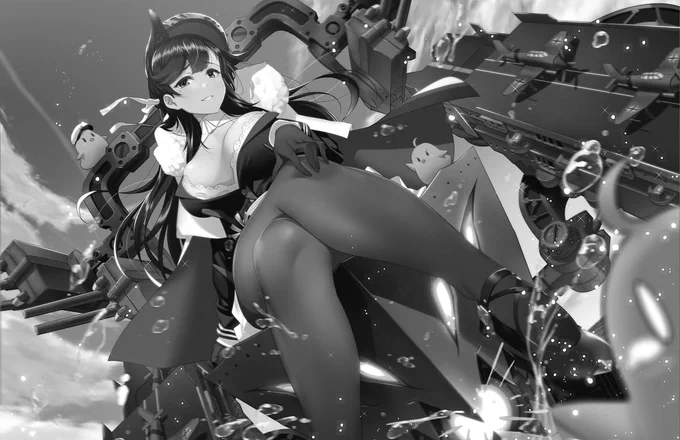 #絵をモノクロにするとかっこいい 
改めてみると背景よりキャラの濃度がこくなってるな!ヨシ!?? 
