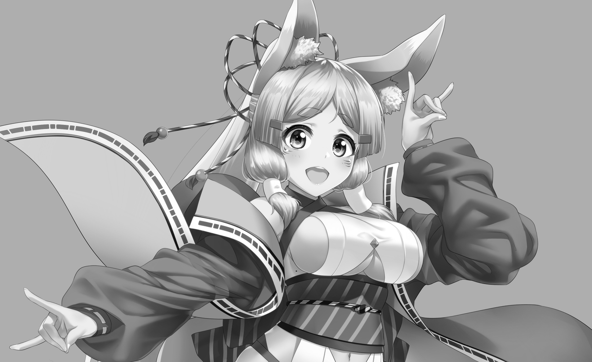 愛宕(アズールレーン) ,饅頭(アズールレーン) 「#絵をモノクロにするとかっこいい 
改めてみると背景よりキャラの濃度がこくなって」|鍵山/Clave イラストレーターのイラスト