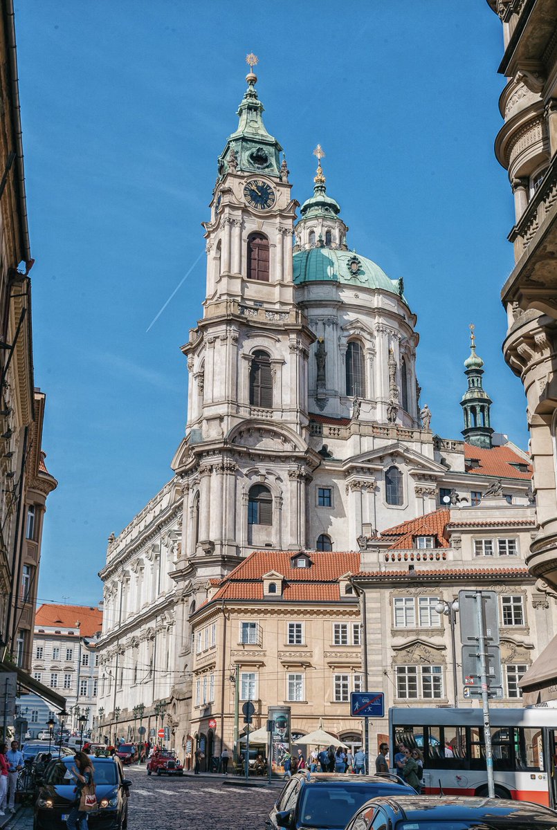 morbidpitbull's tweet photo. Pic 15 - #streetsofprague - - St Nicholas Church on a beautiful sunny day - photos from the Lesser town , in and around Prague castle area #Prague #Czech, clicked sept 2018 . Have a great day Czech Republic 🇨🇿 #travel #architecture #natgeotravel @natgeotravellerindia https://t.co/olJc9HfP4I