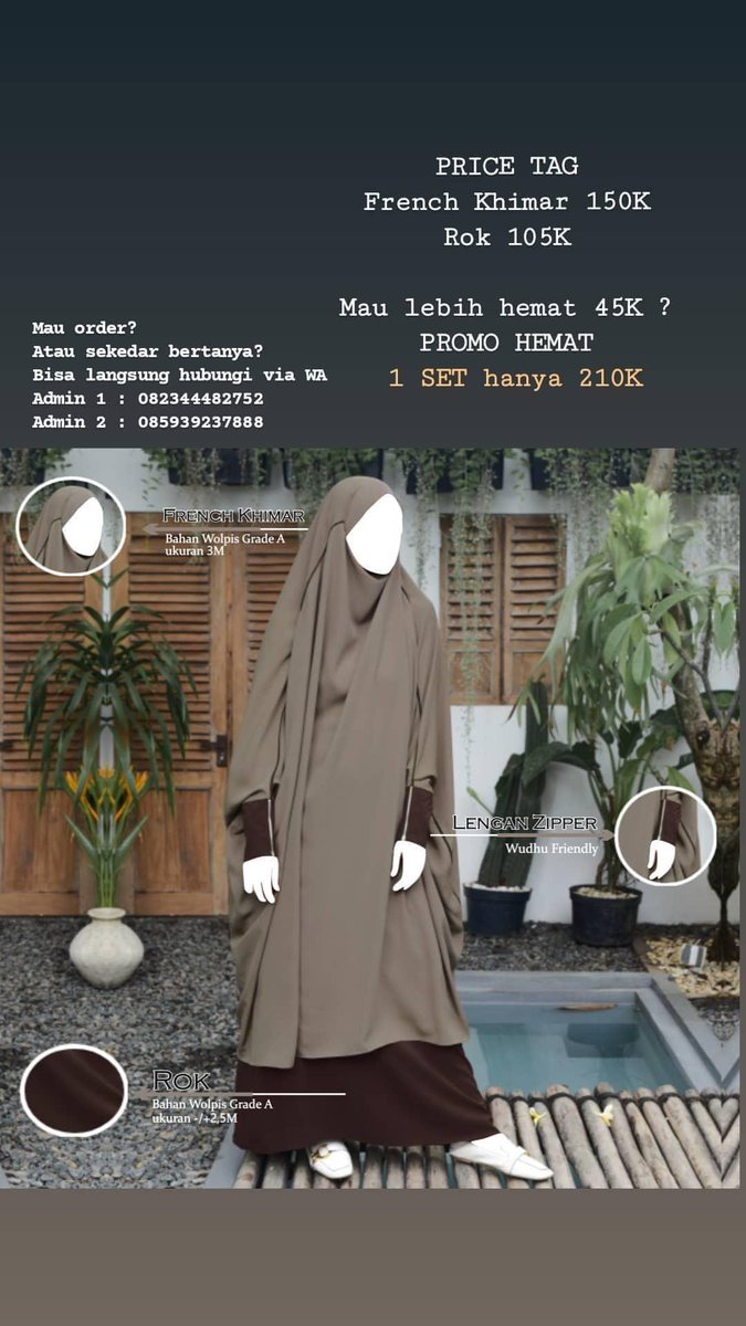duwiiwi's tweet photo. French Khimar 150K
Rok 105K

Mau hemat 45K ?
Ambil 1 SET hanya 210K

Mau order?
Atau sekedar bertanya?
Bisa langsung hubungi via WA 
Admin 1 : 082344482752
Admin 2 : 085939237888 https://t.co/1YMwgS8uJo