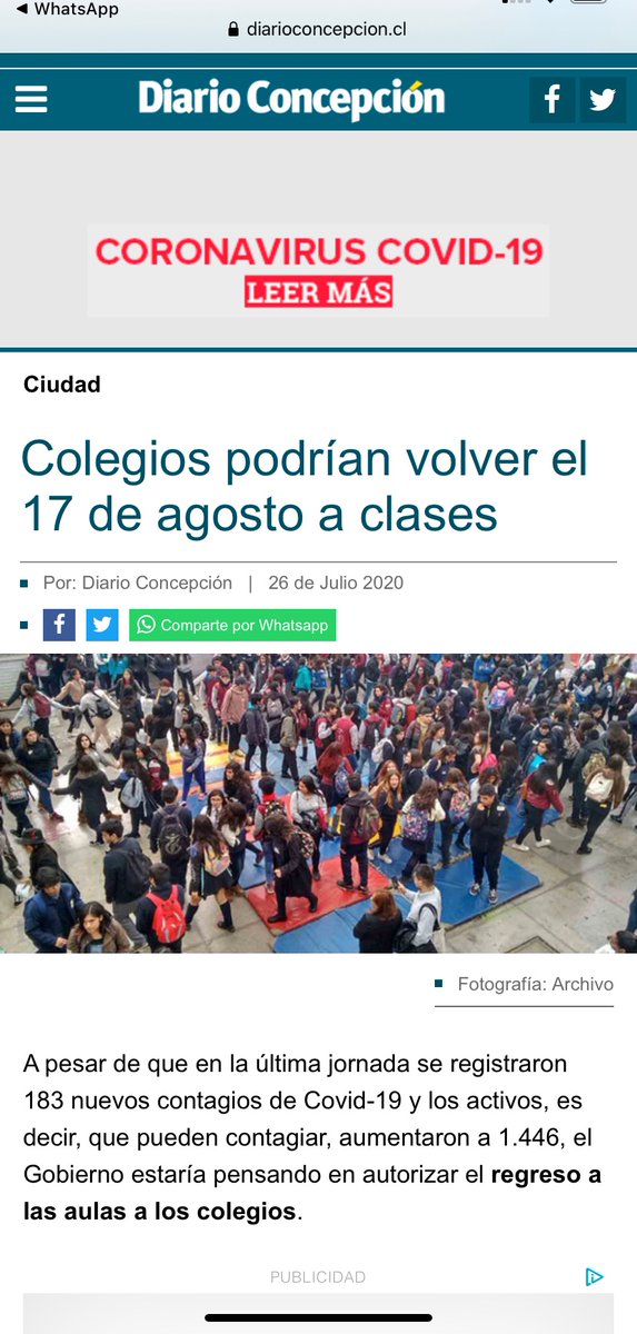 AguilarMario's tweet photo. Hace 13 días alertamos en un vídeo que el gobierno estaba fraguando reservadamente retorno a clases en agosto a pesar de no haber condiciones sanitarias. El ministro de Educación me desmintió pero ahora Seremi de Bio Bio anuncia retorno el 17 de agosto

¿Quien ha dicho la verdad? https://t.co/q3LcoRi40I