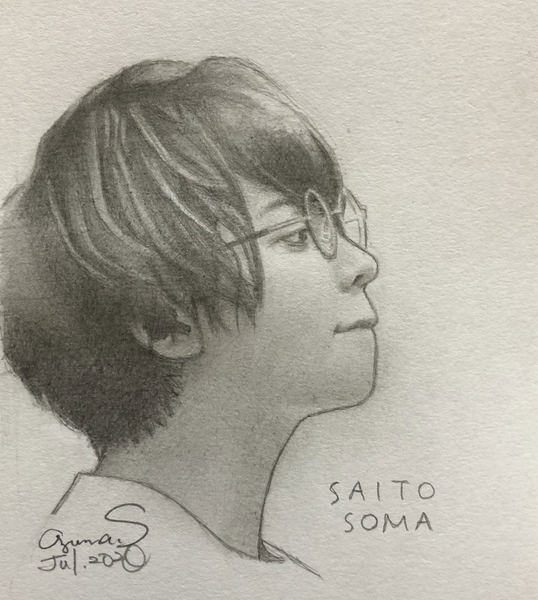 あずしょうこ きゅってした唇がかわゆい ところでいつもと分け目が逆なんだけどもしや元にした画像が反転してたかなと気になってます 斉藤壮馬 鉛筆画 アナログイラスト T Co 35apom1kpx Twitter