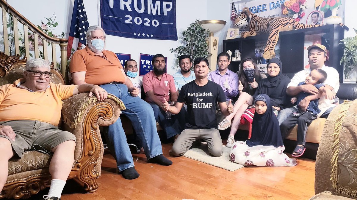 ScottPresler's tweet photo. Before I go to bed, I have to share this story. 

When I met Md a few days ago in DelCo, he was wearing a “Bangladesh for Trump” shirt. 

He already hosted a voter registration party &amp; is laser-focused on registering the Bangladesh community for Trump.

My heart sings. https://t.co/fHu4J5SQMU