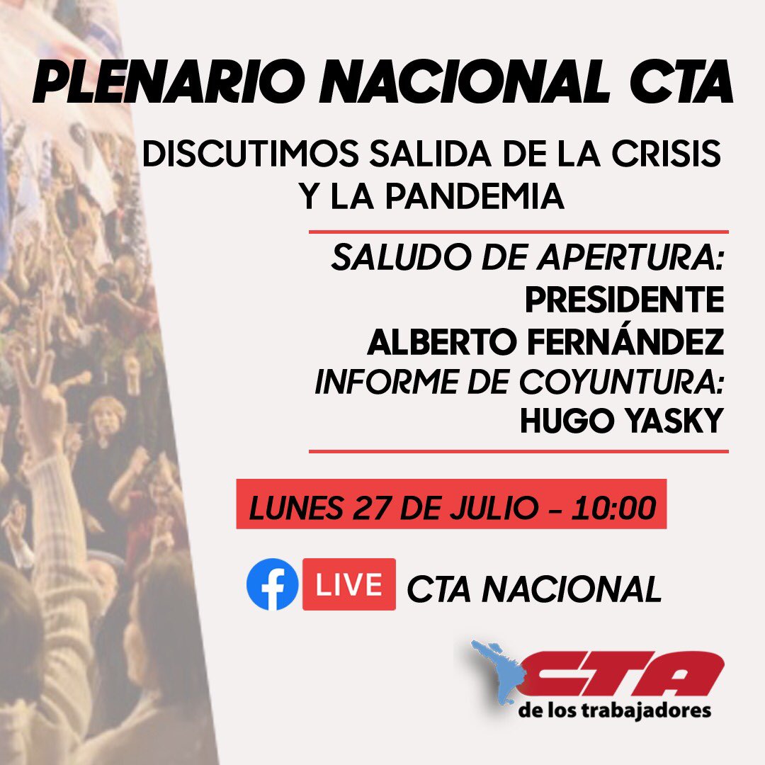 SATE_oficial's tweet photo. Mañana estaremos participando del Plenario de CTA, representando a todos los trabajadores del sector. @SATE_oficial @AmbaSate 
#sate #sindicato #tecnicosescenicos #tech #iluminacion #sonido #video #launiondelosplomos #COVID19 #cuarentena https://t.co/cqN60poYW5