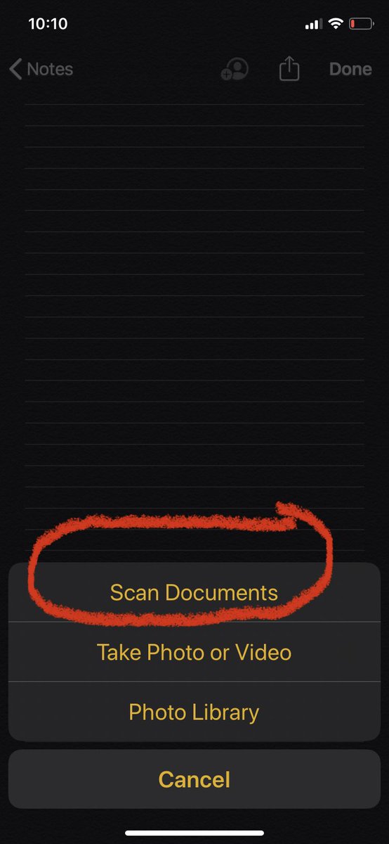 SmithTeaches2's tweet image. DID YOU KNOW?...
If you have an iPhone or iPad you actually have a scanner! Parents/Students/Teachers, if you are planning to scan any work to teachers or teachers if you are scanning work to students/parents you can use the Notes App.💡
Open a new note, press the camera button!
