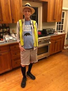 danielmenaker's tweet photo. (I don't know why this came up twice, but sometimes myTwitter followers  just get lucky, I guess. This outfir will preview inthe fall fashion shows and OBLITERATE everything else. I call it Random Harvest. Note T-shirt--my son's podcast. Also note fringes on shorts. Swayve!!! https://t.co/txJZk7AdFS