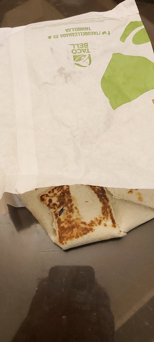 SoniHarshal's tweet photo. @TacoBellCanada 
This is what we got today...
A bug grilled in our Crunch Wrap...

This was from your Airport and Bovaird branch in Brampton...

Bravo on quality control! https://t.co/UR8ZuNT5q4