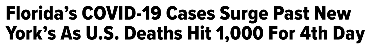 benshapiro's tweet photo. These headlines are insanely dishonest. At the height of the pandemic in NY, the state was performing perhaps 15,000 to 20,000 tests per day at the upper end. Florida is performing 55,000-60,000 tests per day. https://t.co/u3qVMf5gvt