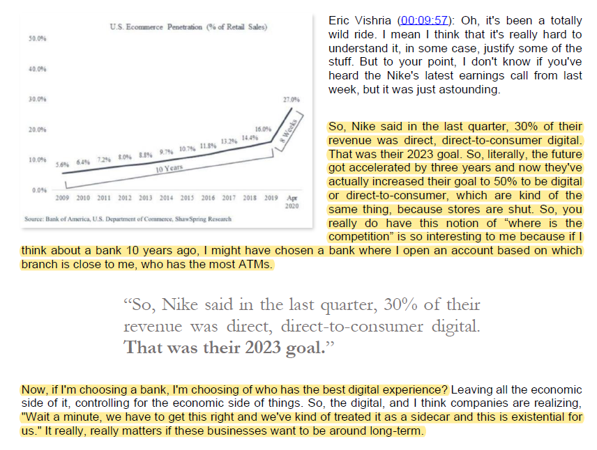 3/  $NKE's goal of reaching 30% DTC was pulled forward by three years. Digital is not a sideshow anymore; it is an existential question.