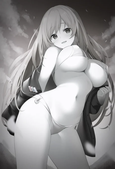 みこさんのイラストは彩度はいじりたくないけどモノクロなら?正確には彩度0に下げただけなんだけど? 