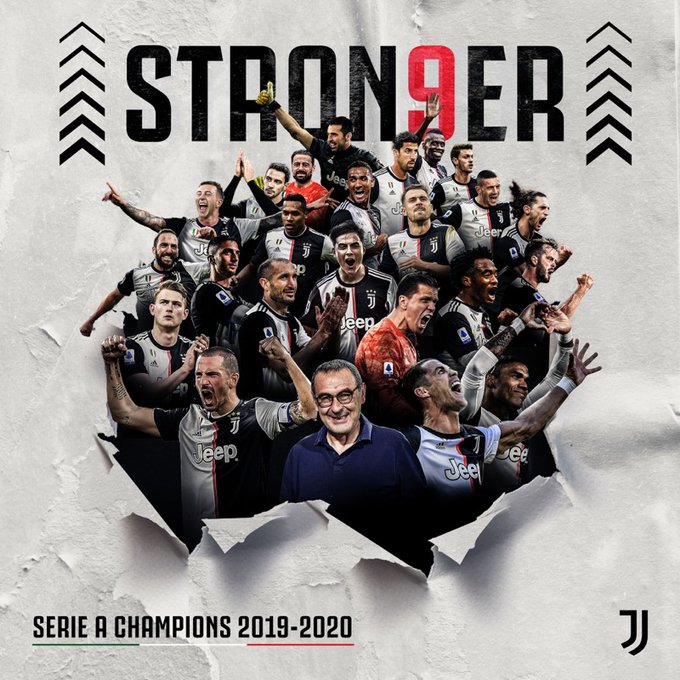 🏆🏆🏆🏆🏆🏆🏆🏆🏆

9TH IN A ROW

CAMPIONI D'ITALIA!

#STRON9ER #juventus #LiveAhead
