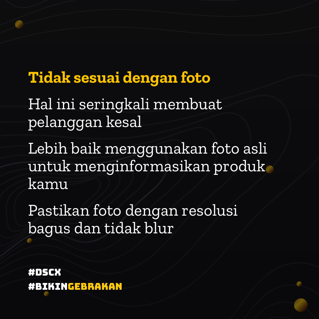 Diplomat_Sukses's tweet photo. Harga sudah sesuai tapi produk habis.
Atau setelah melihat review ternyata banyak yang bilang barang tidak sesuai.
Kalau Sobat tau kekesalan beberapa pelanggan online store berikut, kamu pasti bisa menghindari dan membuat mereka mau membeli di store kamu!

#BIKINGEBRAKAN #DSCX https://t.co/MDKVwAVeBL